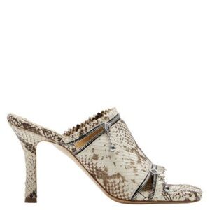 Burberry Brown and Cream Snake-Print Slide Mules